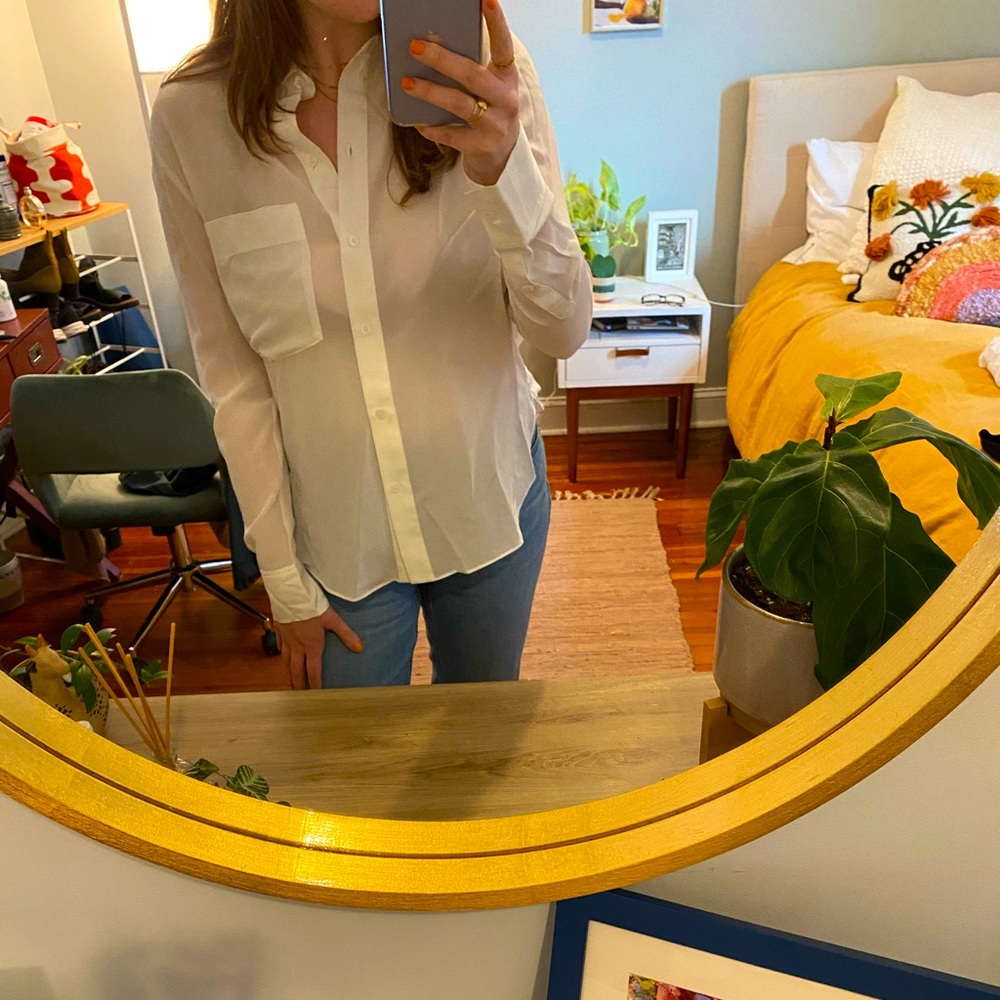 White silk Zara top